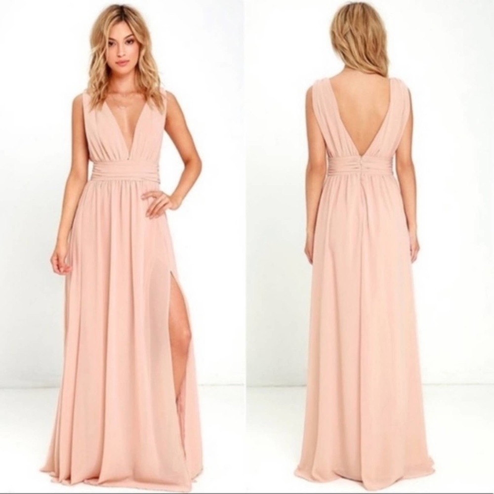 Lulu’s Heavenly Hues Blush Sleeveless Maxi Dress XXS